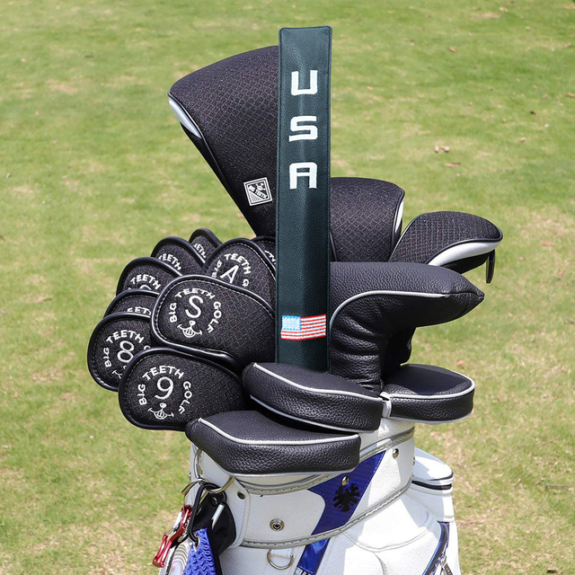 Główka do kija golfowego PU Leather Golf w kształcie flagi USA z czterema koniczynami - pojemnik na akcesoria do golfa - Wianko - 31