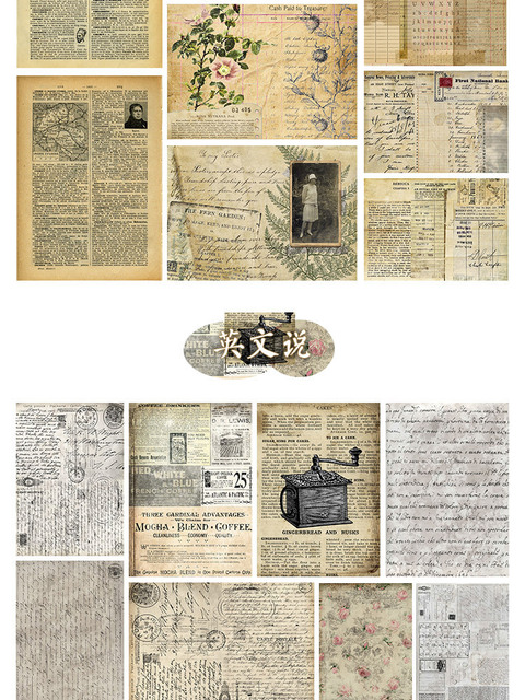 8 arkuszy DIY Vintage papierniczego materiału dekoracyjnego - zestaw naklejek do dziennika, płatków, dzienniczka podróżnego, dekoracji i księgi gości papierek lakmusowy - Wianko - 16