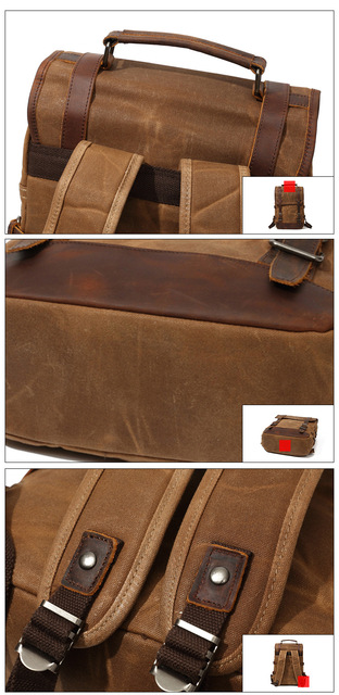 Klasyczny plecak Vintage z płótna i skóry dla kobiet i mężczyzn na co dzień oraz do szkoły - Wianko - 14
