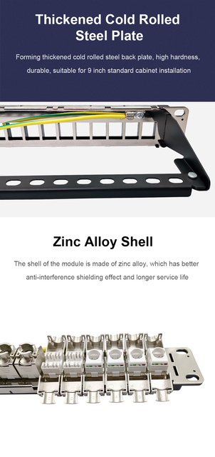 ONTi 24 Port 1U Panel krosowy z ekranem do montażu na ścianie 19-calowy Rack, CAT5E/CAT6/CAT6A/CAT7/CAT8 STP RJ45 Gniazdo Keystone - Wianko - 2