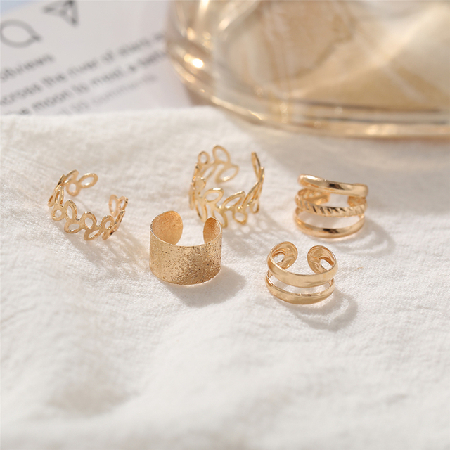 Klipsy na uszy - Czeski Ear Cuff złote liście dla kobiet bez przekłuwania uszu - proste fałszywe kolczyki na chrząstkę - biżuteria prezenty (6/12 sztuk) - Wianko - 15
