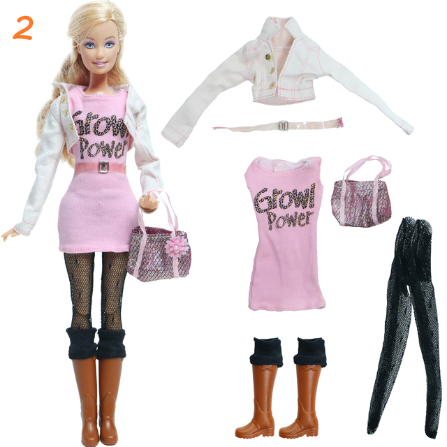 Elegancki zestaw ubrań i akcesoriów dla lalki Barbie: płaszcz, spodnie, torba, buty, kapelusz i spódnica - Wianko - 5