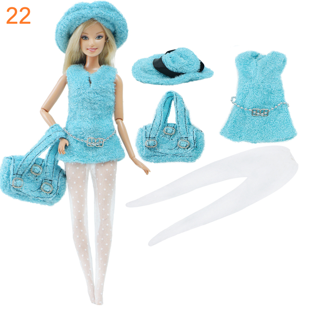 Elegancki zestaw ubrań i akcesoriów dla lalki Barbie: płaszcz, spodnie, torba, buty, kapelusz i spódnica - Wianko - 25