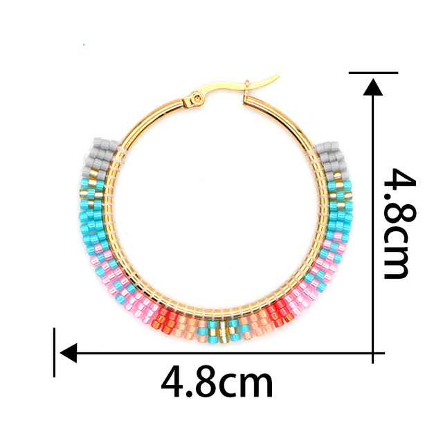 Kolczyk biżuteria Hoop dla kobiet Go2boho Native, wykonana z miyuki i stali nierdzewnej, 2021 Arete czeska - Wianko - 38