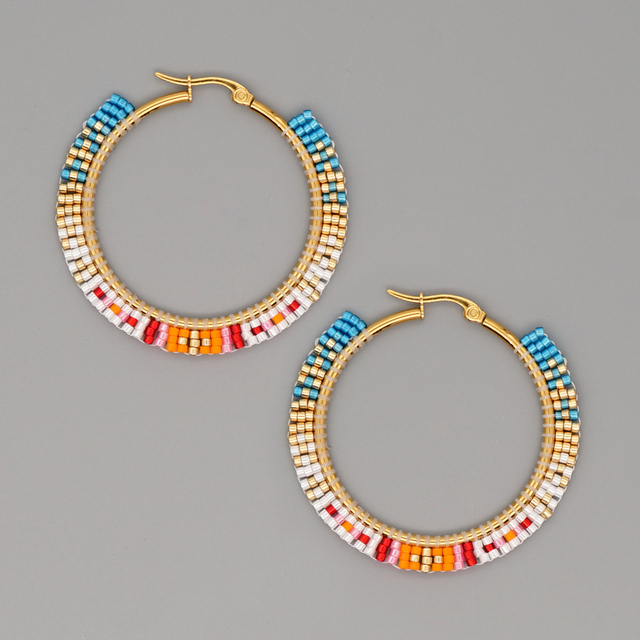 Kolczyk biżuteria Hoop dla kobiet Go2boho Native, wykonana z miyuki i stali nierdzewnej, 2021 Arete czeska - Wianko - 35
