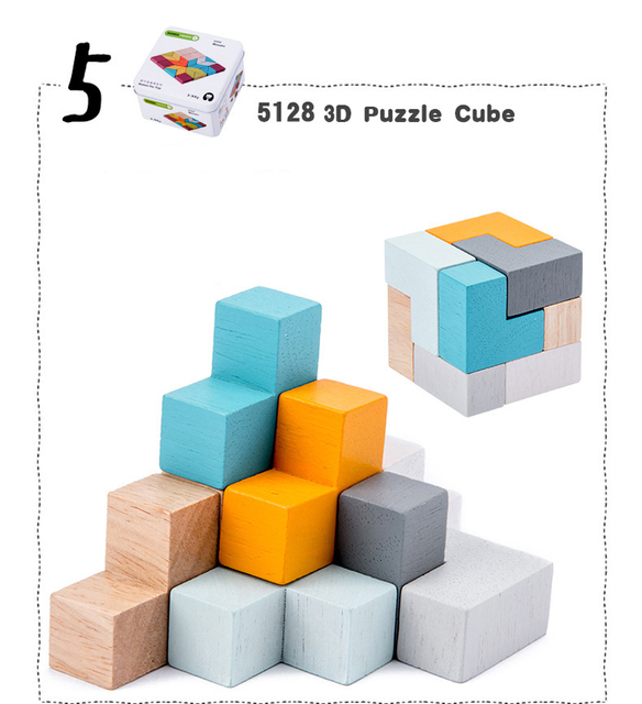Zestaw klocków drewnianych dla dzieci TinBox Storage Organizer - Tangram puzzle 3D, koraliki układanki, domino, Gyro Spin, szachy, gra montessori - Wianko - 8