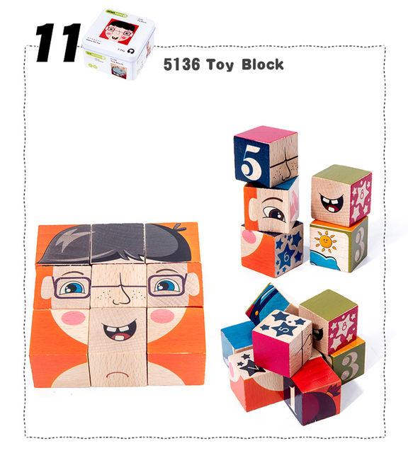 Zestaw klocków drewnianych dla dzieci TinBox Storage Organizer - Tangram puzzle 3D, koraliki układanki, domino, Gyro Spin, szachy, gra montessori - Wianko - 13