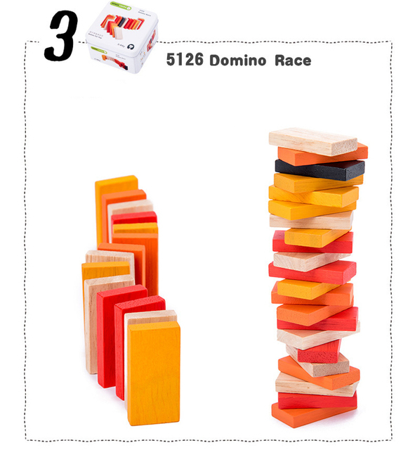 Zestaw klocków drewnianych dla dzieci TinBox Storage Organizer - Tangram puzzle 3D, koraliki układanki, domino, Gyro Spin, szachy, gra montessori - Wianko - 6