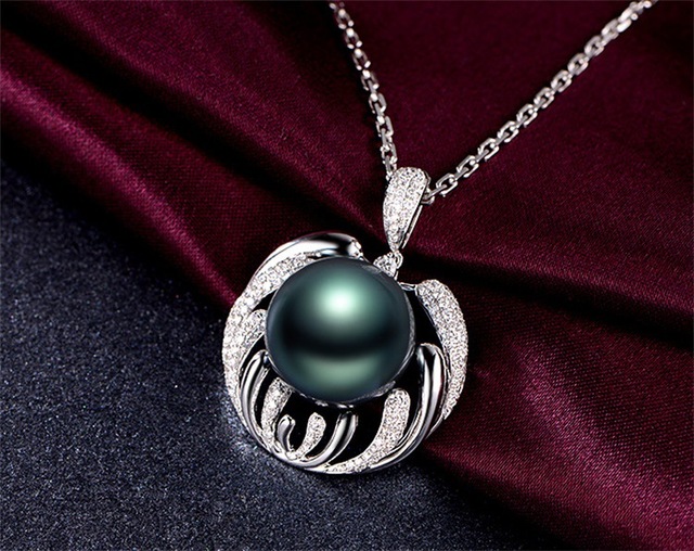 Czarny naszyjnik srebrny 925 ze wisiorkiem perłowym - elegancki i modny, wyrażający vintage temperament - Wianko - 5