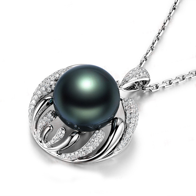 Czarny naszyjnik srebrny 925 ze wisiorkiem perłowym - elegancki i modny, wyrażający vintage temperament - Wianko - 6