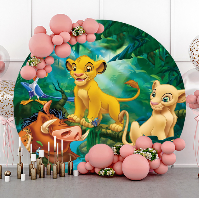Niestandardowe tło okrągły kształt Disney król lew Simba dla dzieci - dekoracje urodzinowe, ściana ślubna - Wianko - 6