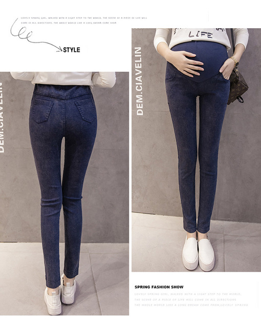 Dżinsy ciążowe dla kobiet - elastyczne spodnie na wiosnę i lato - Wianko - 7