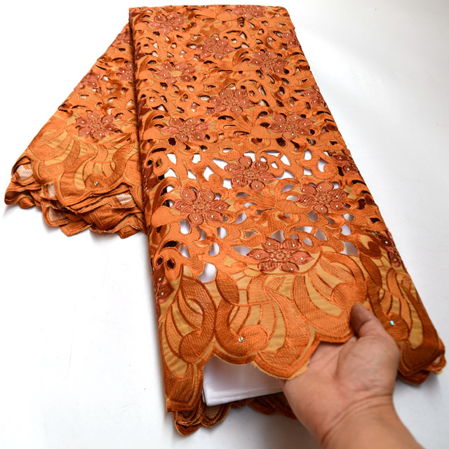 Szwajcarska koronka bawełniana z Nigerii - suche tkaniny na suknię ślubną 2020 - Wianko - 4