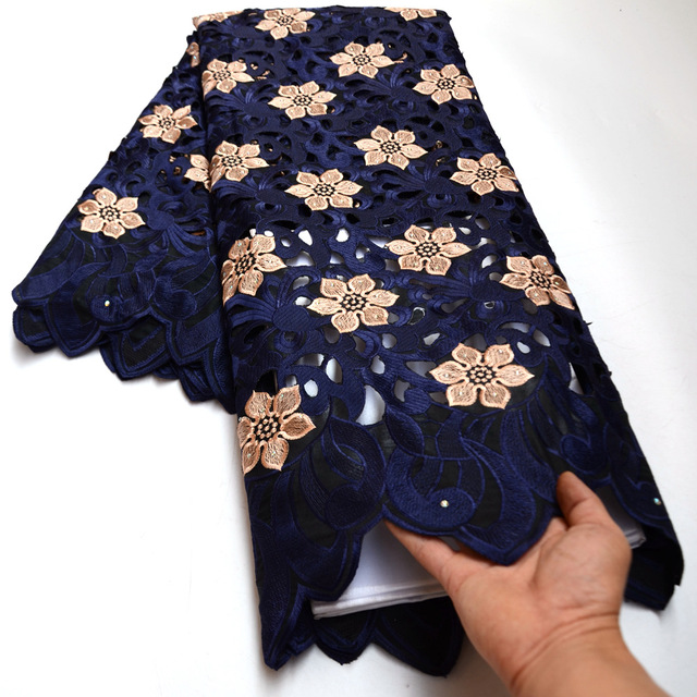 Szwajcarska koronka bawełniana z Nigerii - suche tkaniny na suknię ślubną 2020 - Wianko - 2