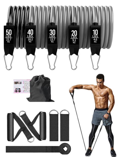 Opaska fitness 150 lb, szara z gradientem, elastyczna taśma gumowa do treningu Pilates i ćwiczeń - Wianko - 1