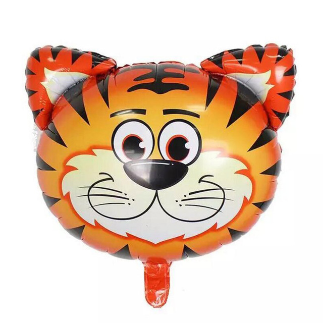 12 sztuk Mini zwierząt głowy balon foliowy tygrys lew zebra świnia krowa słoń - Wianko - 1
