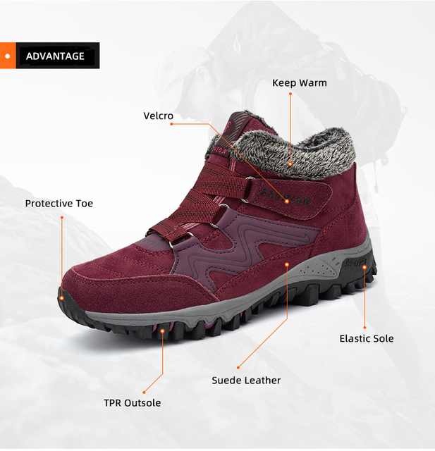 Mężczyźni buty zimowe wysokiej jakości z futrem, ciepłe, zimowe gumowe buty trampki na śnieg - Wianko - 4
