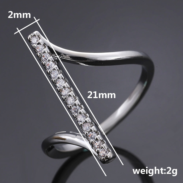 Pierścień biżuteryjny z zakrzywioną wysokiej klasy cyrkonią dla kobiet na rocznicę - 2021 - Wianko - 7