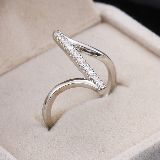 Pierścień biżuteryjny z zakrzywioną wysokiej klasy cyrkonią dla kobiet na rocznicę - 2021 - Wianko - 3