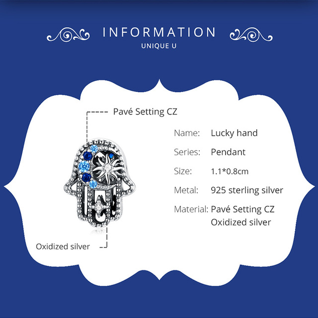 Bamoer 925 Srebrny wisiorek z niebieskim kamieniem Księżyc i gwiazda, DIY biżuteria BSC440 - Wianko - 2