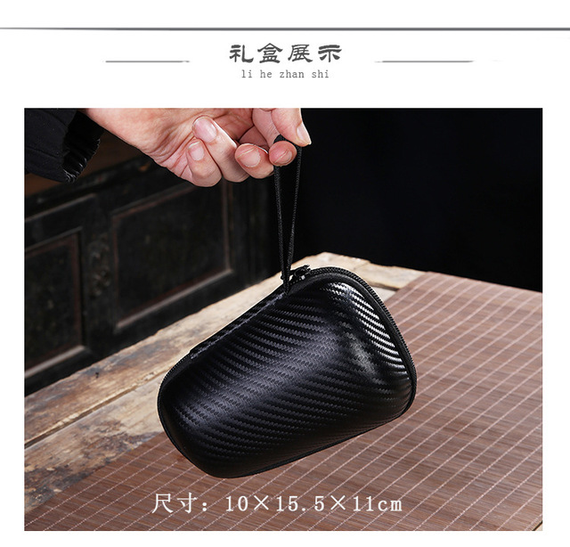 Ceramiczny garnek z 3 kubkami i torbą podróżną - zestaw herbaty Kung Fu - Wianko - 17