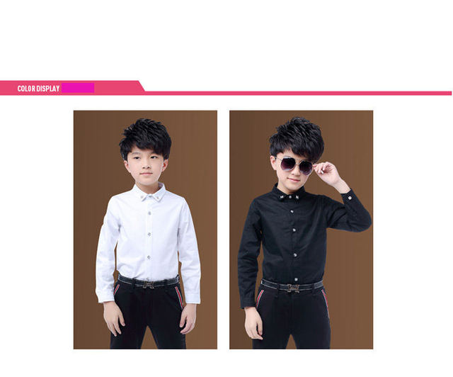 Dziecięce chłopięce koszule bawełniane w czarno-biały wzór z krawatem, dla chłopców w wieku 3-15 lat - Wianko - 1