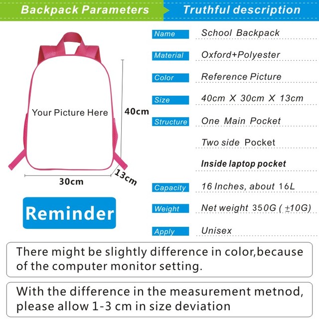 Plecak Berserk 3D dla kobiet - 3 szt./zestaw w kolorze różowym dla dzieci w wieku przedszkolnym - 12/16 Cali - dla mężczyzn i kobiet - płócienny - Wianko - 22