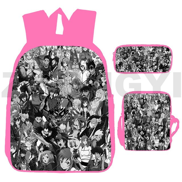 Plecak Berserk 3D dla kobiet - 3 szt./zestaw w kolorze różowym dla dzieci w wieku przedszkolnym - 12/16 Cali - dla mężczyzn i kobiet - płócienny - Wianko - 2