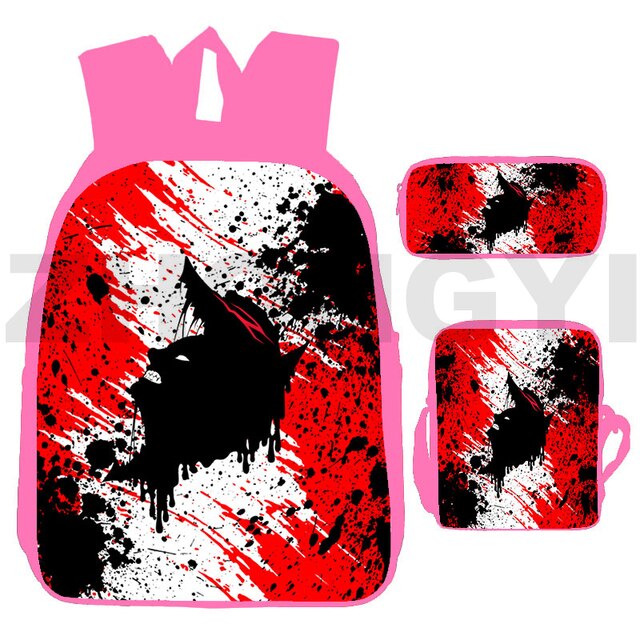 Plecak Berserk 3D dla kobiet - 3 szt./zestaw w kolorze różowym dla dzieci w wieku przedszkolnym - 12/16 Cali - dla mężczyzn i kobiet - płócienny - Wianko - 10