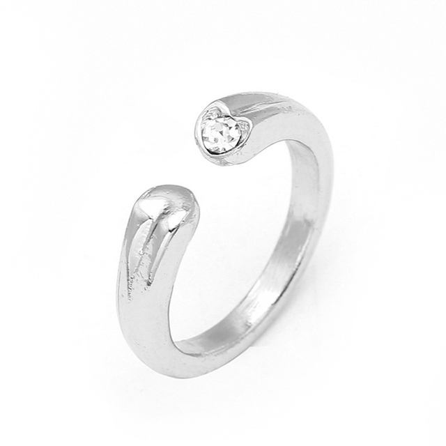 Pierścionek zaręczynowy Boosbiy Love Collection - kolor srebrny, musujący, z sercem na palcu - idealny prezent na Walentynki dla kobiet - Wianko - 3