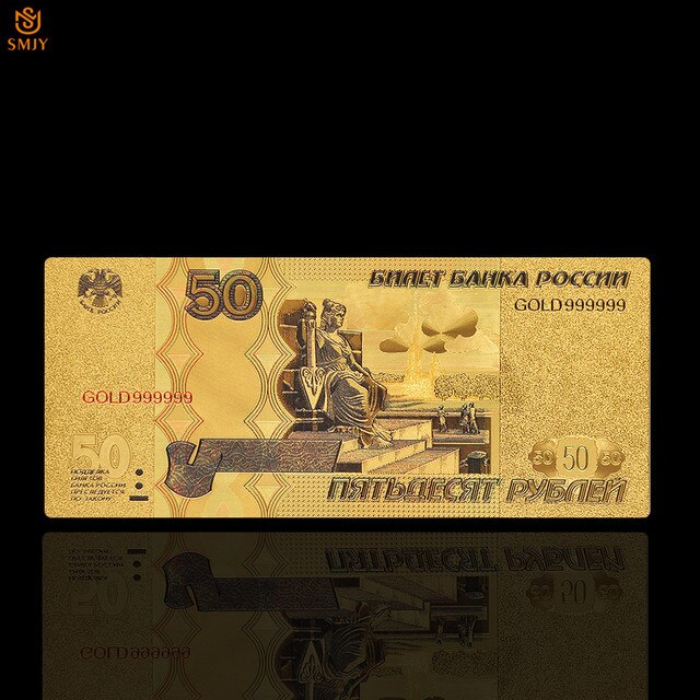 10 sztuk rosyjskich złotych banknotów 50 rubli, złoto 999, platerowane, waluta pieniądze papierowe, kolekcje wartość - Wianko - 34