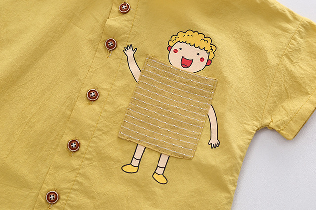Koszula chłopięca z krótkim rękawem, zestaw 2 sztuki dla dzieci, ubrania na co dzień - Wianko - 12