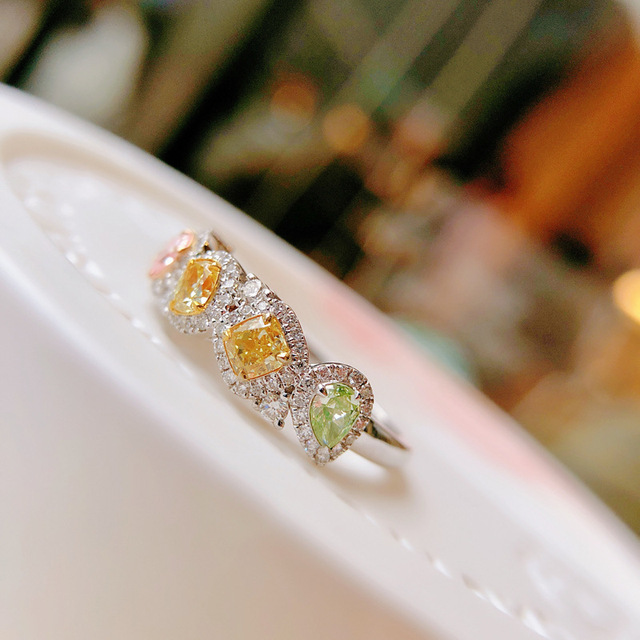 Luksusowy pierścionek z naturalnym diamentem i wysokim klasy designem, w wielu kolorach z pełnym diamentowym wykończeniem - dla kobiet - Wianko - 2
