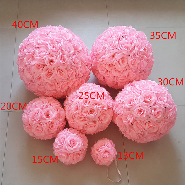 Sztuczny różowy jedwabny kwiat w formie piłki - dekoracyjna zawieszka na wesele i ślub, możliwość mieszania kolorów - Wianko - 4