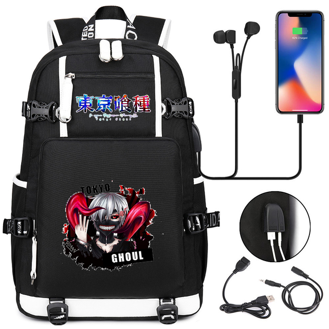 Plecak Tokyo Ghoul dla dziewczynki i chłopca - pojemny, wodoodporny, z ładowaniem USB i miejscem na laptopa - Wianko - 15