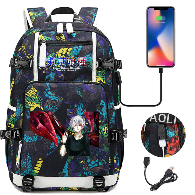 Plecak Tokyo Ghoul dla dziewczynki i chłopca - pojemny, wodoodporny, z ładowaniem USB i miejscem na laptopa - Wianko - 18