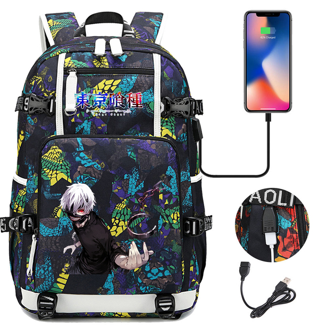 Plecak Tokyo Ghoul dla dziewczynki i chłopca - pojemny, wodoodporny, z ładowaniem USB i miejscem na laptopa - Wianko - 16