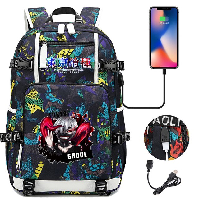 Plecak Tokyo Ghoul dla dziewczynki i chłopca - pojemny, wodoodporny, z ładowaniem USB i miejscem na laptopa - Wianko - 17