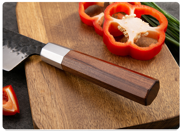 Japoński nóż szefa kuchni z drewnianym uchwytem – ekologiczne i naturalne akcesorium do tworzenia noży w stylu afrykańskim o ośmiobocznej konstrukcji - Wianko - 9
