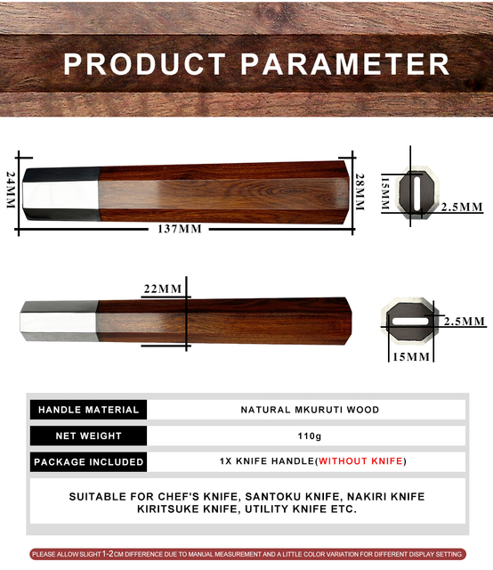 Japoński nóż szefa kuchni z drewnianym uchwytem – ekologiczne i naturalne akcesorium do tworzenia noży w stylu afrykańskim o ośmiobocznej konstrukcji - Wianko - 2