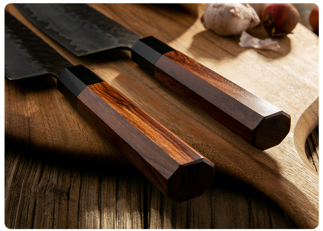 Japoński nóż szefa kuchni z drewnianym uchwytem – ekologiczne i naturalne akcesorium do tworzenia noży w stylu afrykańskim o ośmiobocznej konstrukcji - Wianko - 7
