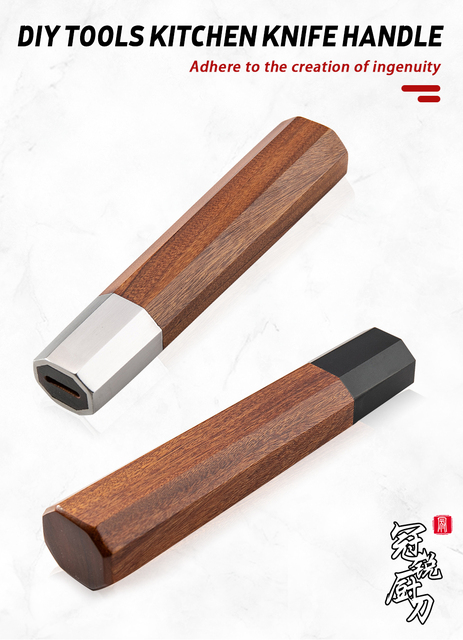 Japoński nóż szefa kuchni z drewnianym uchwytem – ekologiczne i naturalne akcesorium do tworzenia noży w stylu afrykańskim o ośmiobocznej konstrukcji - Wianko - 1