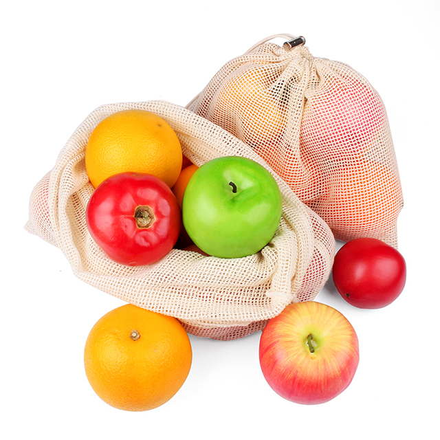 Zestaw 3 sztuk naturalnych bawełnianych torebek na owoce z siateczką - bezpośrednia sprzedaż od producenta - Wianko - 15
