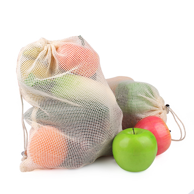 Zestaw 3 sztuk naturalnych bawełnianych torebek na owoce z siateczką - bezpośrednia sprzedaż od producenta - Wianko - 11