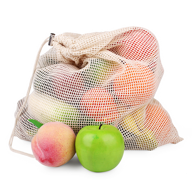 Zestaw 3 sztuk naturalnych bawełnianych torebek na owoce z siateczką - bezpośrednia sprzedaż od producenta - Wianko - 3