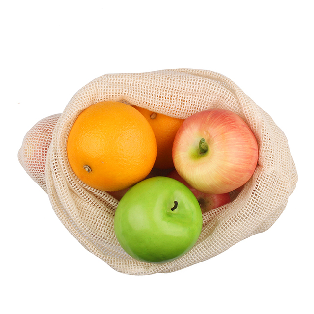 Zestaw 3 sztuk naturalnych bawełnianych torebek na owoce z siateczką - bezpośrednia sprzedaż od producenta - Wianko - 14