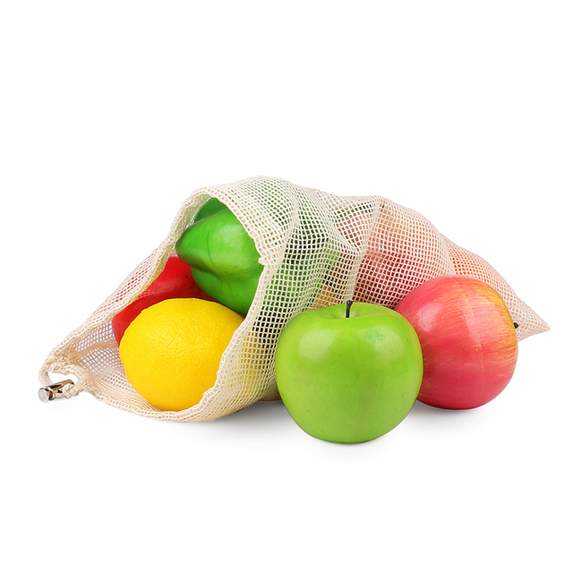 Zestaw 3 sztuk naturalnych bawełnianych torebek na owoce z siateczką - bezpośrednia sprzedaż od producenta - Wianko - 10