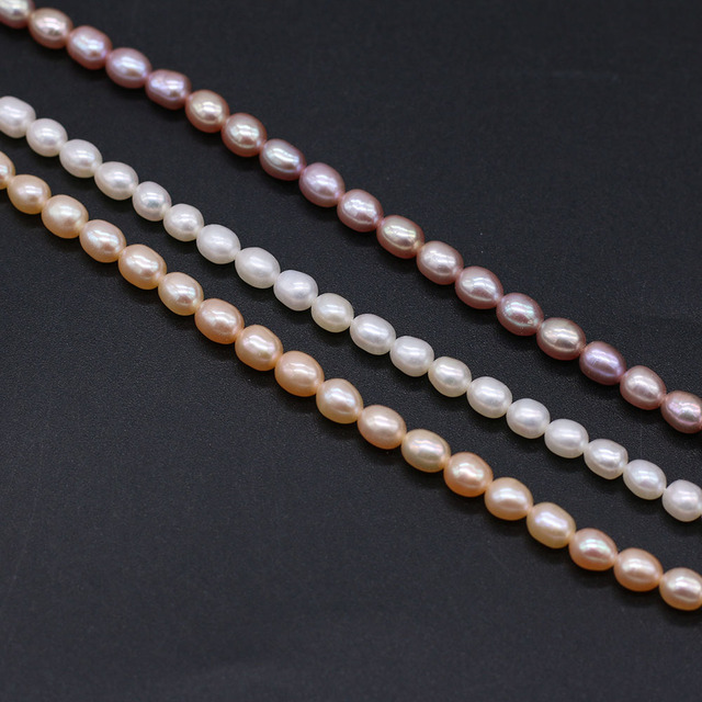 Koraliki słodkowodne fioletowe białe ryżowe - 3 sztuki, 5-6MM, DIY biżuteria, naszyjnik, bransoletka, 36 CM - Wianko - 19