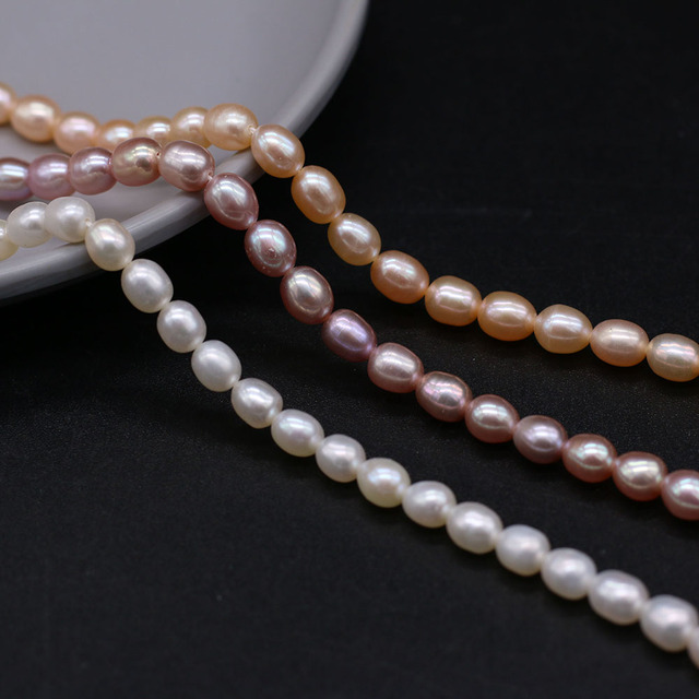 Koraliki słodkowodne fioletowe białe ryżowe - 3 sztuki, 5-6MM, DIY biżuteria, naszyjnik, bransoletka, 36 CM - Wianko - 20