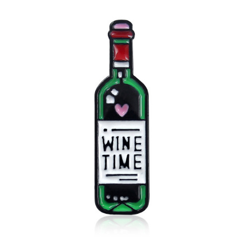 Broszka emaliowana z motywem czerwonego wina - czas, wino, butelka, szkło - Wianko - 8